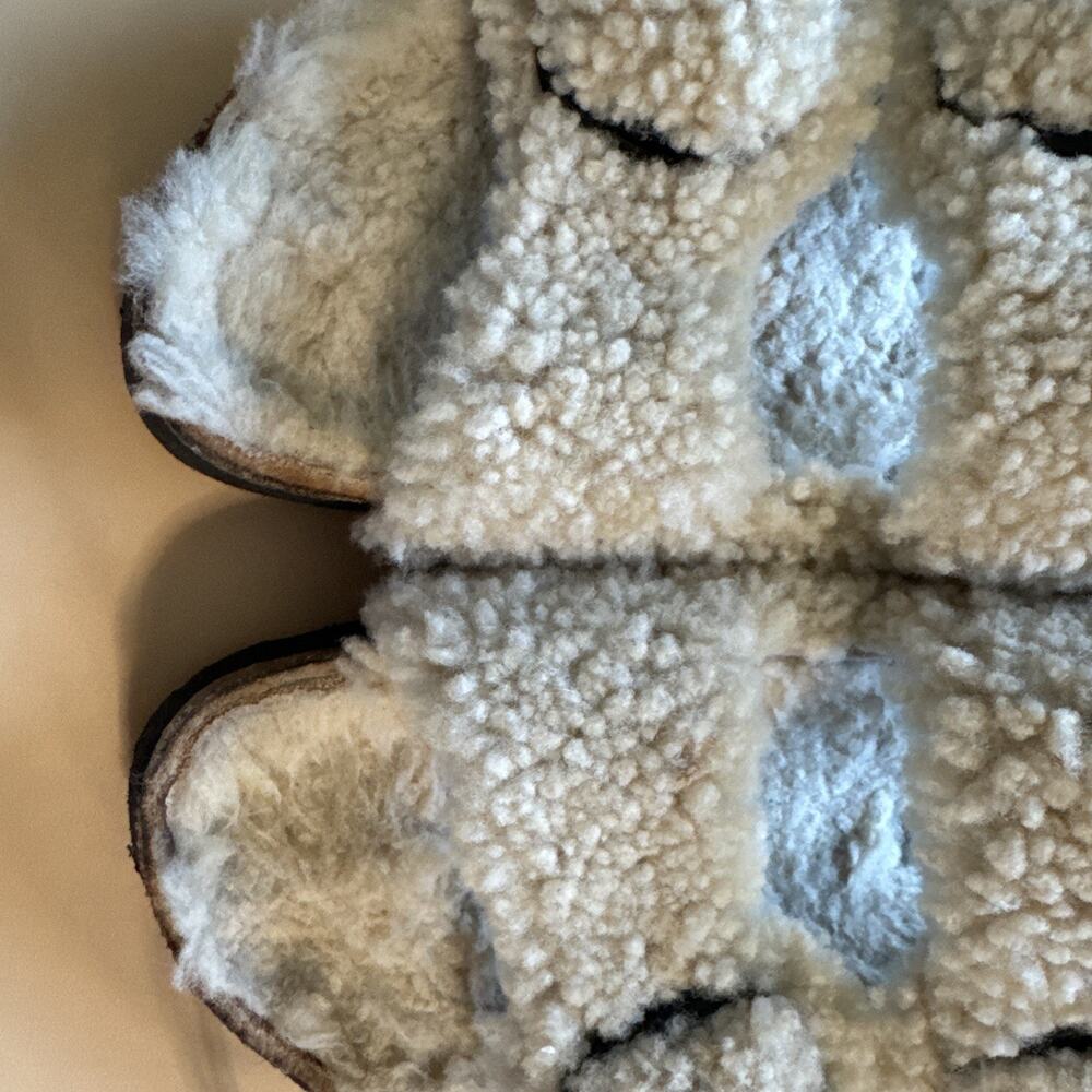 Papillio by Birkenstock Arizona Shearling Slides Size 41 (US 10-10.5) Tan - Picture 3 of 10